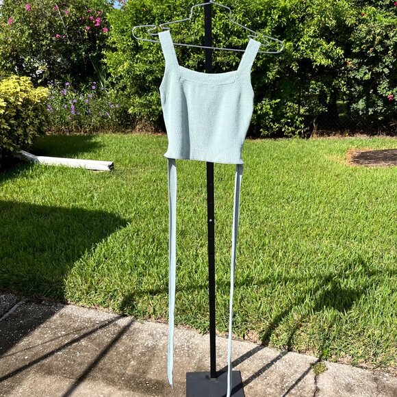 Urban Outfitters Seafoam Ribbed Tie Back Tank Top Size S - Picture 1 of 7